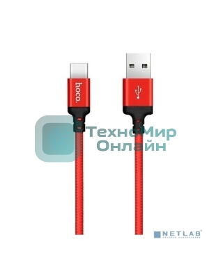 Кабель HOCO X14 красный/черный HC-62875, USB - USB Type-C, 1m, 2A, Нейлон