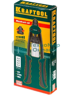 Заклепочник KRAFTOOL 31161двуручный для заклепок из al стали нерж стали d=2.4/3.2/4.0/4.8мм