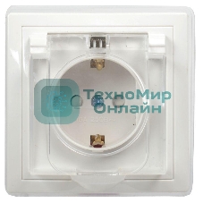 Розетка 1-м СП Кварта 16А РСбш10-3-ККБ-44 с защ. крышкой защ. шторки с заземл. керамика IP44 белый IEK ERK70-K01-10-DM-44
