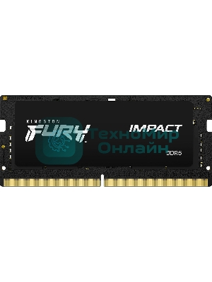 Оперативная память Kingston Fury Impact, DDR5, 16Gb (1x16Gb), 6400MHz, CL38, ECC, SO-DIMM, с радиатором, черный