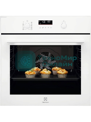 Духовой шкаф электрический Electrolux EOD6F77WV с конвекцией, приготовление на пару, объем 72 л, утапливаемые переключатели, 9 режимов,очистка каталитическая, 3 стекла в дверце, направляющие проволочные + телескопические (1 уровень), термощуп