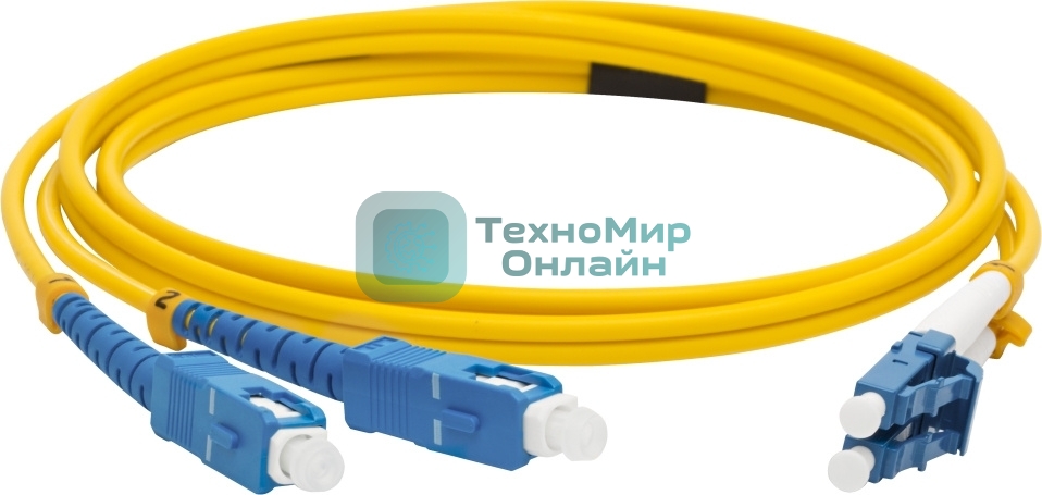 Патч-корд оптический LANMASTER, LSZH, дуплексный, LC/UPC-SC/UPC, SM OS2, 1.0 м