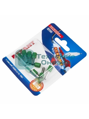 Наконечник штыревой втулочный Rexant изолированный, F-12 мм, 6 мм², НШВи 6.0-12/Е 6,0-12/E6012, зеленый, в упак. 10 шт.