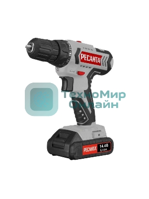 Дрель-шуруповерт аккумуляторная Ресанта ДА-14-2ЛК 75/14/4, Аккумуляторная, 14,4В, 2 АКБ, Кейс