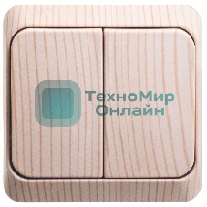 Выключатель 2-кл. ОП Этюд Дача 10А IP20 с индик. сосна SchE BA10-006D