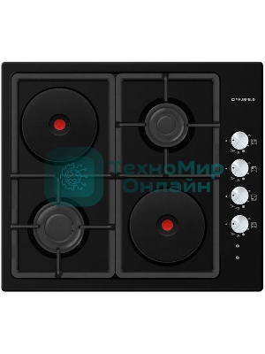 Комбинированная варочная панель Maunfeld EEHE.64.5EB/KG, 4 конфорки, эмалированная сталь, черный