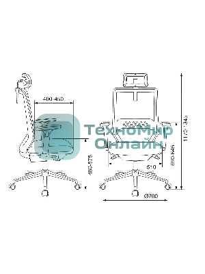 Кресло Бюрократ MC-612N-H TW-01 черный, сетка, подголовник