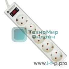 Сетевой фильтр Defender ES, 5.0 м, 5 розеток белый