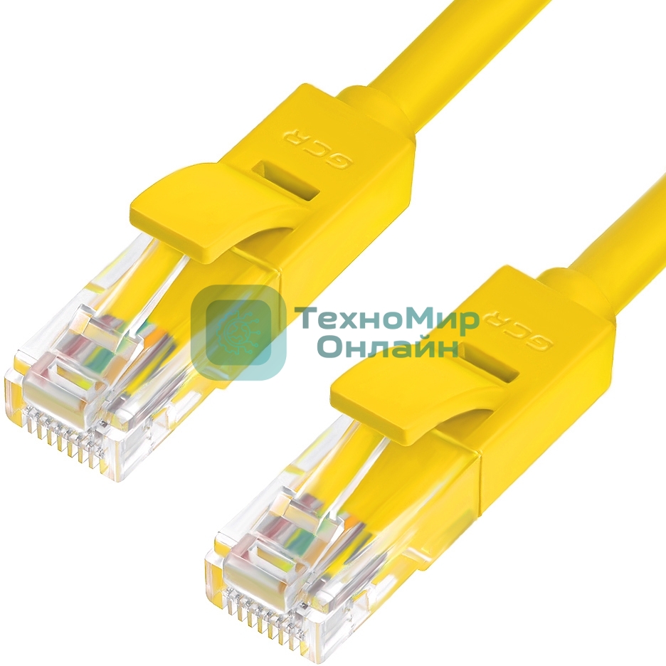 Патч-корд Greenconnect UTP прямой ethernet 0.5m cat.5е, RJ45, литой (Желтый) (GCR-LNC02-0.5m)