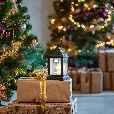 Декоративный фонарь Neon-night 11х11х22,5 см, черный корпус, теплый белый цвет свечения с эффектом мерцания