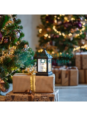 Декоративный фонарь Neon-night 11х11х22,5 см, черный корпус, теплый белый цвет свечения с эффектом мерцания