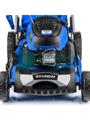 Бензиновая газонокосилка Hyundai L 4610SE самоходная, электрозапуск, двигатель Hyundai ICV145,4-х такт, 3.5 л.с./145 см3, Ширина среза 45,7 см, Высота среза 25-75 мм, 35 кг