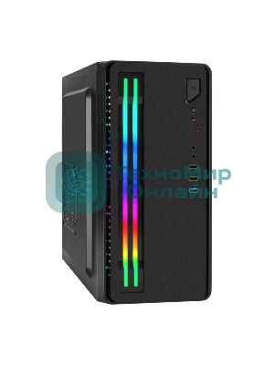 Компьютерный корпус Minitower ExeGate mEVO-7805 (mATX, без БП, 2*USB+1*USB 3.0, аудио, черный, с 2*RGb подсветкой)