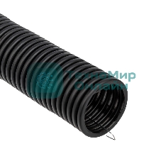 Труба гофрированная из ПНД Rexant с зондом, черная, Ø32 мм, бухта 25 м/уп.