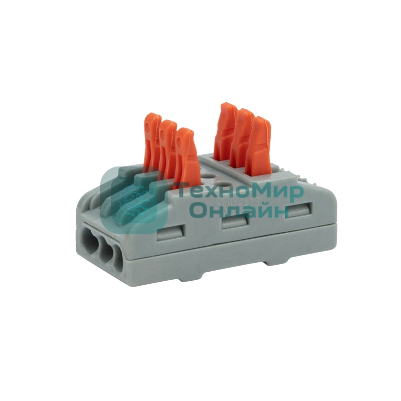 Клемма СМК Rexant 222-423 проходная 3 полюса (0,08-4 мм²), серая (5 шт./уп.)