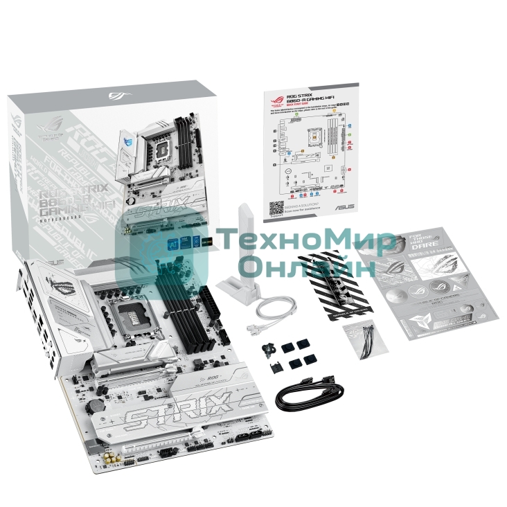 Материнская плата ASUS ROG STRIX B860-A GAMING WIFI, LGA1851, Intel B860, 4xDDR5, 4xSATA, 4xM.2, 2xPCIe 5.0 x16, 1xDP, 1xHDMI, 1x2.5Gb LAN, Wi-Fi, Bluetooth, 4xUSB 2.0, 2xUSB 3.2 Gen 1, 3xUSB 3.2 Gen 2, 1xUSB 4, 2xUSB-C, 3x3.5 мм, 7.1, ATX