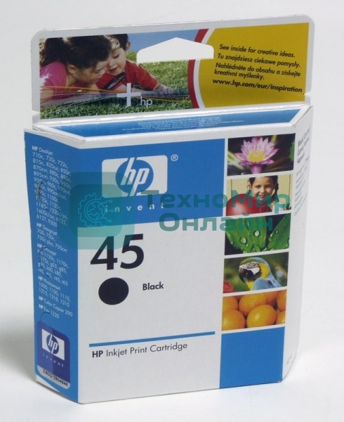 Картридж струйный HP №45 51645AE черный для HP DJ 7xxC/815C/880C/895C/9xxC/112xC/1220/6122/6127 (930 стр.)