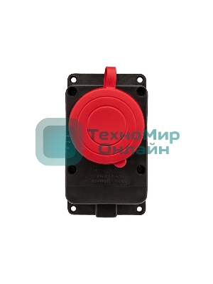 Розетка Rexant влагозащищенная настенная с крышкой, 3Р+РЕ, 32 А IP44 черная каучук