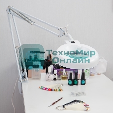 Лупа на струбцине Rexant, круглая, 5D, с подсветкой, белая