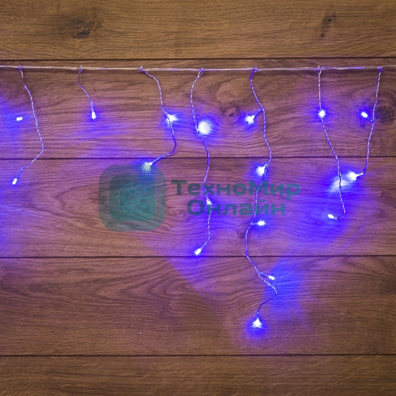 Новогодние светоукрашения Neon-night гирлянда Айсикл (бахрома) светодиодный, 1,8 х 0,5 м., белый провод, 220В, диоды синие
