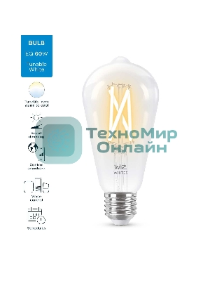 Лампа светодиодная WiZ Wi-Fi BLE60WST64E27927-65CL1PF/6