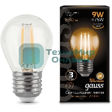 Лампа светодиодная Filament Шар E27 9Вт 2700К Gauss 105802109