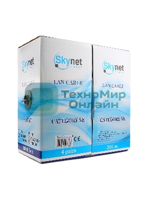 Кабель SkyNet Premium FTP indoor 4x2x0,51, медный, FLUKE TEST, кат.5e, однож., 305 м, box, серый