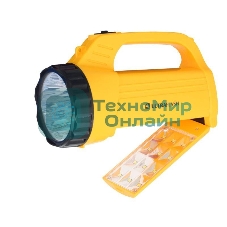 Фонарь акку. 220В желт., 9LED +12SMD LED, 2 реж, SLA, плас., коробка 12860 Ultraflash LED3819CSM