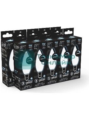Лампа светодиодная Gauss Filament 103201209-D 9Вт цок.: E14 свеча 220B св. свеч. белый нейт. (упак.: 10 шт)