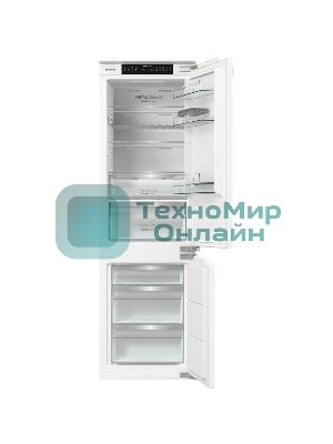 Встраиваемый холодильник Gorenje NRKI517E82WF, полезный объем 244 л, электронное управление, цифровой дисплей, автоматическое размораживание No Frost, быстрое замораживание, интенсивное охлаждение, зона свежести с контролем влажности, инверторный компрессор, энергоэффективность А+