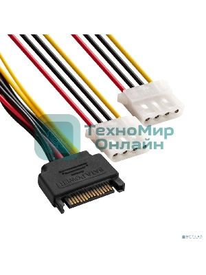 Кабель питания SATA ExeGate EX-CC-SATAM2MF-0.15 (15pin M/2xMolex F, 0,15м)