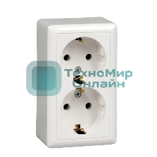 Розетка 2-м ОП Хит 16А 250 В без защ. шторок с заземл. с изол. пластиной белый SchE RA16-238I-B