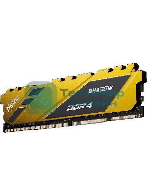 Оперативная память NETAC Shadow, DDR4, 8GB (1x8GB), 3200MHz, CL16, DIMM, с радиаторами, желтый