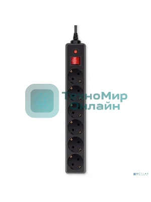 Сетевой фильтр Buro 600SH-1.8-B 1.8 м, 6 розеток, черный, коробка