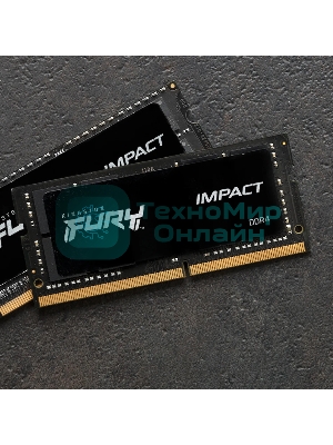 Оперативная память Kingston Fury Impact, DDR5, 16Gb (1x16Gb), 6400MHz, CL38, ECC, SO-DIMM, с радиатором, черный
