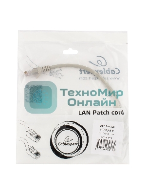 Патч-корд UTP, кат 5e, 0.25м с RJ45 серый