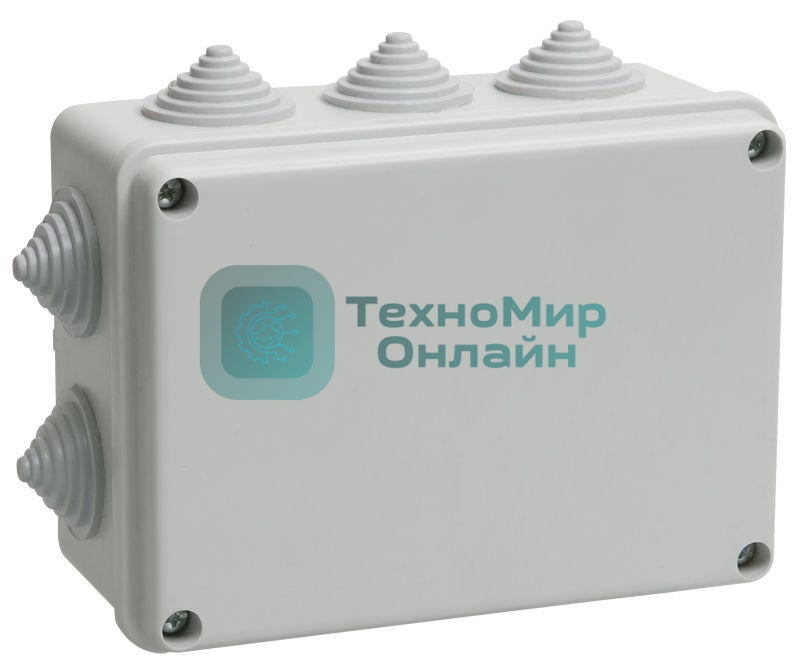 Коробка КМ41242 распаячная IEK UKO10-150-110-070-K41-55 для о/п 150х110х70 мм IP55 (RAL7035, 10 гермовводов)