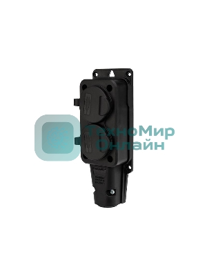 Розетка штепсельная Rexant двухместная влагозащищенная, с/з, 16 А, IP54 каучук