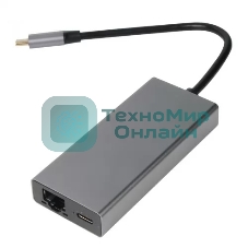 Адаптер VCOM CU459 Type-Cm --> RJ-45+2USB3.0(f) + PD100 Вт Alum Shell
