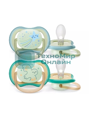 Пустышка Philips Avent ultra air, ночная, звезда/сова, 0-6 мес., 2 шт.