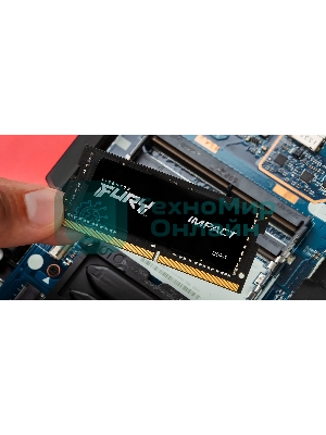 Оперативная память Kingston Fury Impact, DDR5, 16Gb (1x16Gb), 6400MHz, CL38, ECC, SO-DIMM, с радиатором, черный