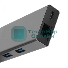 Адаптер VCOM CU459 Type-Cm --> RJ-45+2USB3.0(f) + PD100 Вт Alum Shell