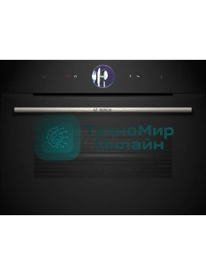 Компактный духовой шкаф-пароварка, черный, 14 режимов + комбинированные режимы, функция приготовление на пару 100%, 4-слойное остекление, 3 цветных текстовых TFT-дисплея 2,5