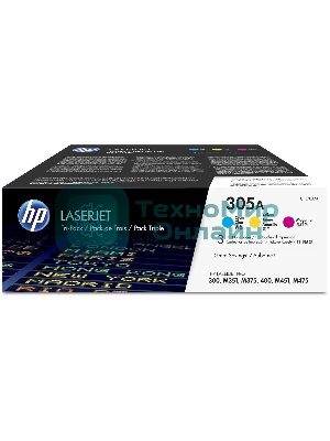 Картридж лазерный набор HP CF370AM № 305A голубой/пурпурный/желтый CLJ M451 (CE411A+CE412A+CE413A)