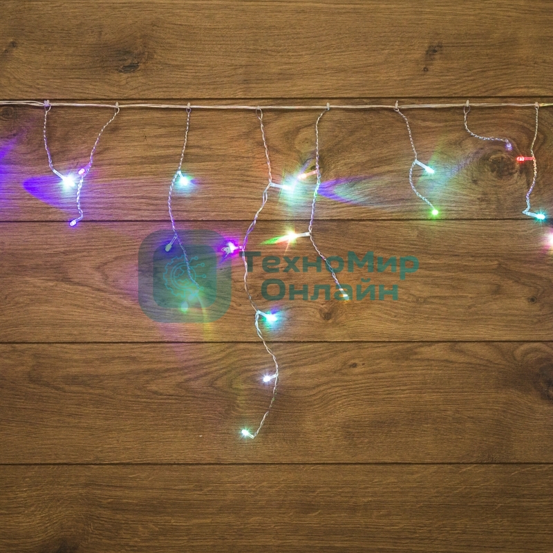 Гирлянда Neon-night Айсикл (бахрома) светодиодный, 1,8 х 0,5 м, прозрачный провод, 230 В, диоды RGB