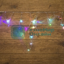 Гирлянда Neon-night Айсикл (бахрома) светодиодный, 1,8 х 0,5 м, прозрачный провод, 230 В, диоды RGB