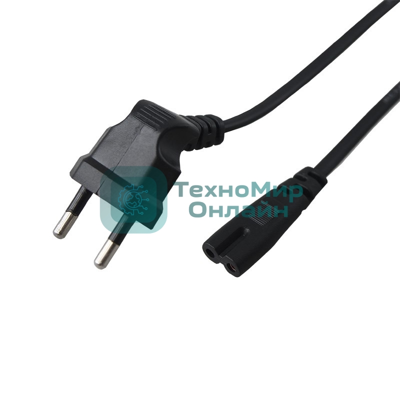 Шнур сетевой Rexant вилка угловая - евроразъем С7, кабель 2x0,5 мм², длина 1,5 м. (PE пакет)