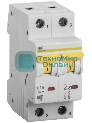 Выключатель автоматический двухполюсный ВА47-60M 2Р 16А 6кА С MVA31-2-016-C IEK