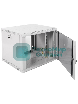 Шкаф телекоммуникационный настенный разборный 9U (600х520) дверь стекло, черный (ШРН-Э-9.500-9005)