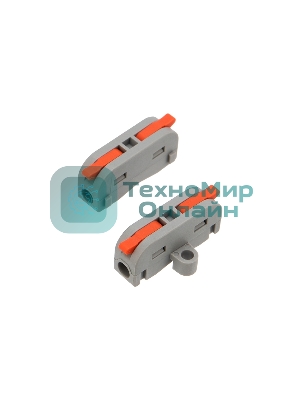 Клемма Rexant СМК 222-421P проходная 1 полюс, с монтажной площадкой (0,08-4 мм²), серая (5 шт./уп.)